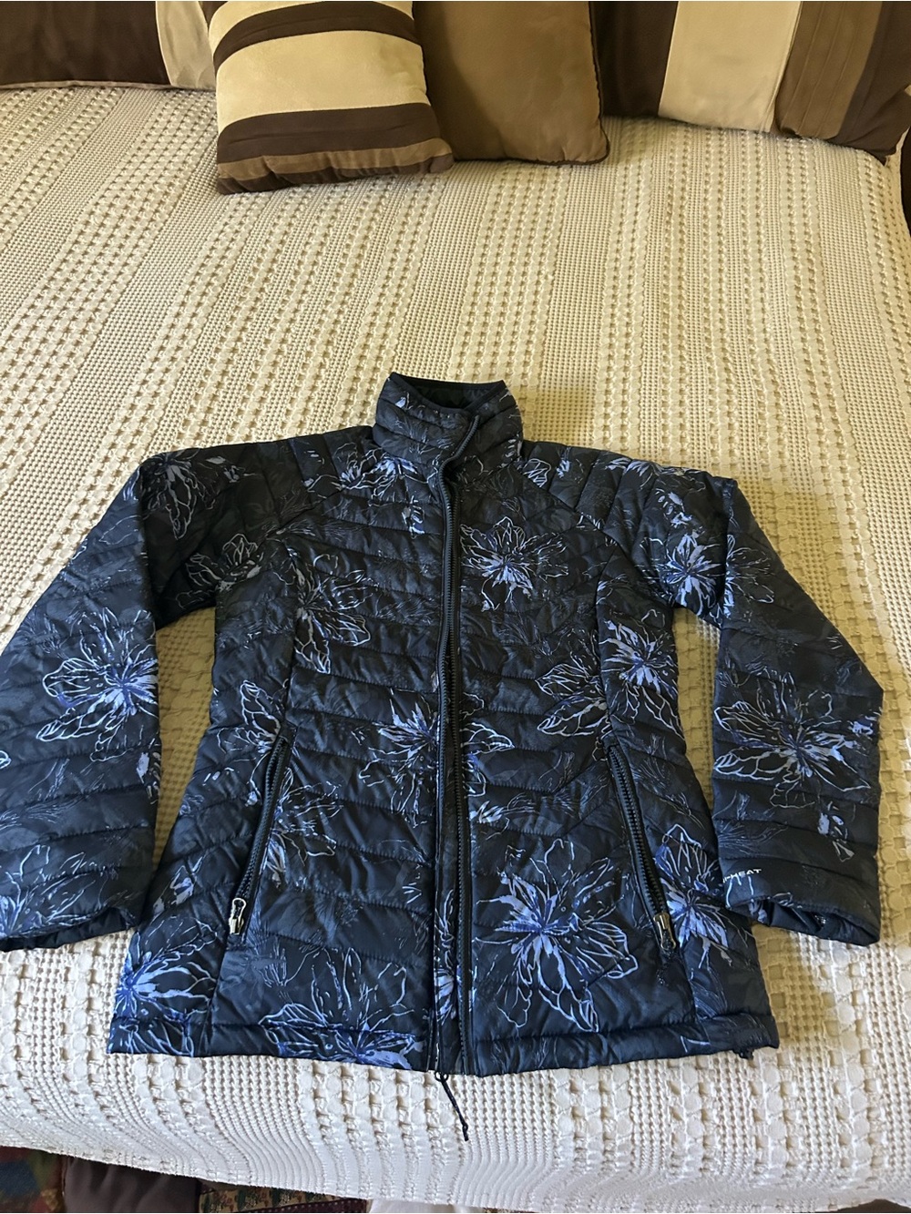 Columbia Blue Quilted Jacket with Blue Floral Print